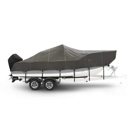 Eevelle Windstorm Boat Cvr V HULL Cntr Cnsl, Hgh Bow Rails up to 24in w/Otbrd 18' 6in L 96in W Charcoal WSVCCR1896B-CHL